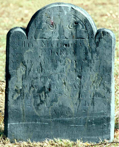 Photograph of a grey and faded gravestone.