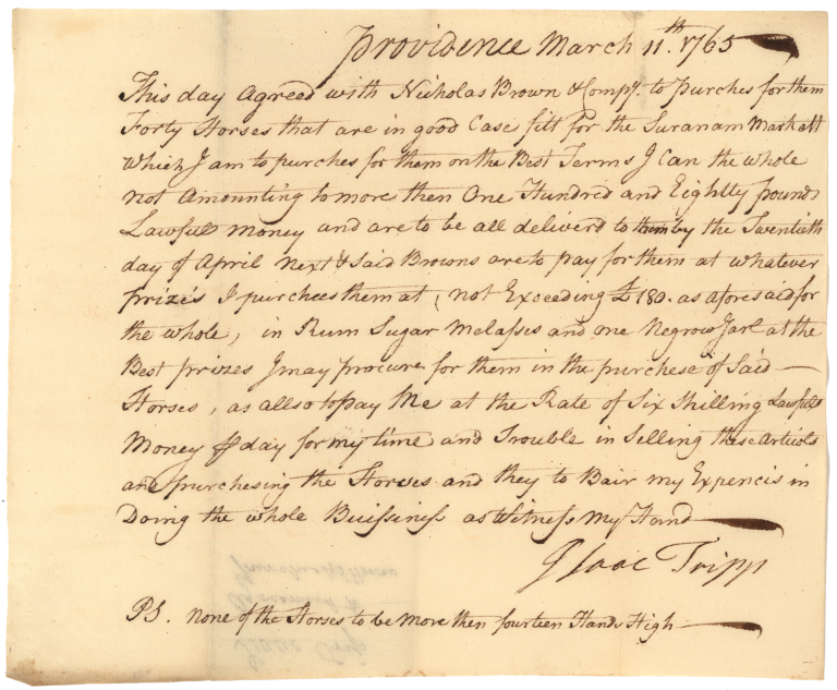 Handwritten letter from Isaac Tripp to the Brown Brothers